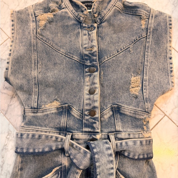 Retrofete Distressed Denim Dress - Picture 2 of 3
